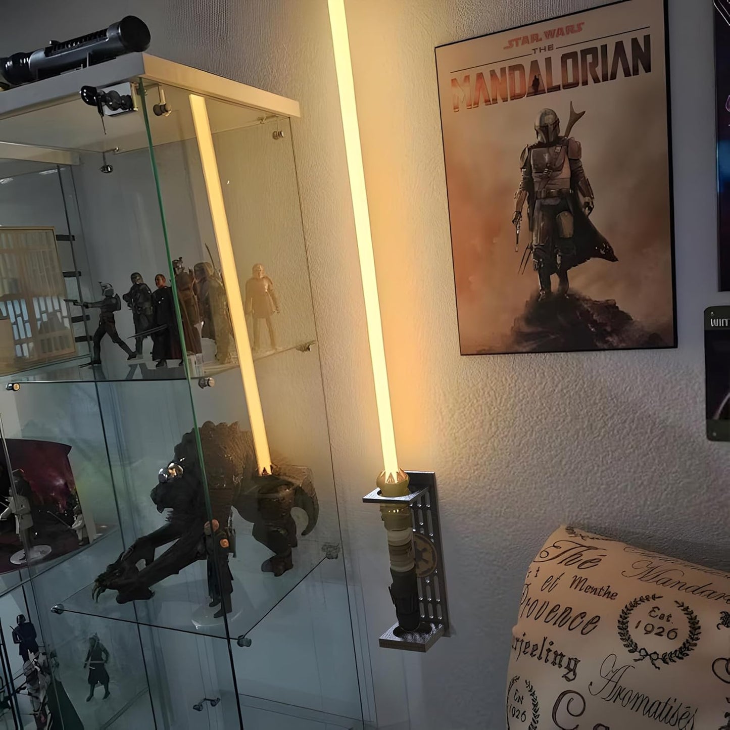 Lightsaber Wall Mount, Lightsaber Stand with Galactic Empire Logo, Lightsaber Wa