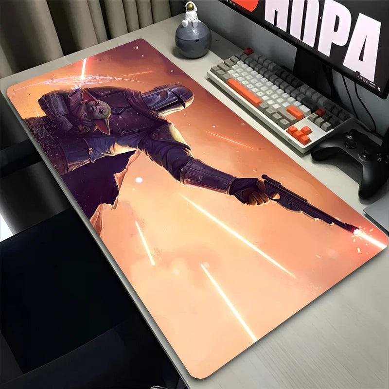 900X400 Gamer Mouse Pad S-Star Wars the Mandalorian Laptop Gamer Mousepad Office Gaming Desk Mat Pc Non-Slip Extended Mouse Mats