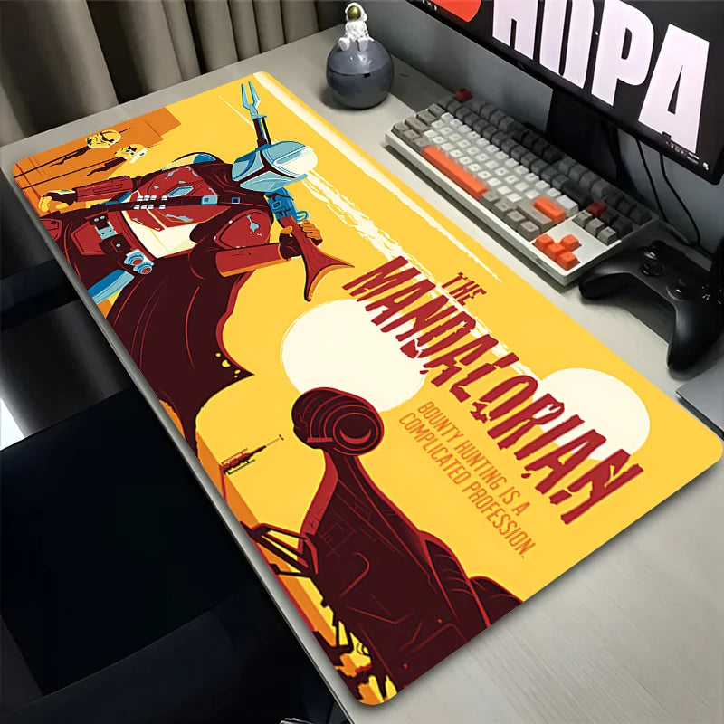 900X400 Gamer Mouse Pad S-Star Wars the Mandalorian Laptop Gamer Mousepad Office Gaming Desk Mat Pc Non-Slip Extended Mouse Mats
