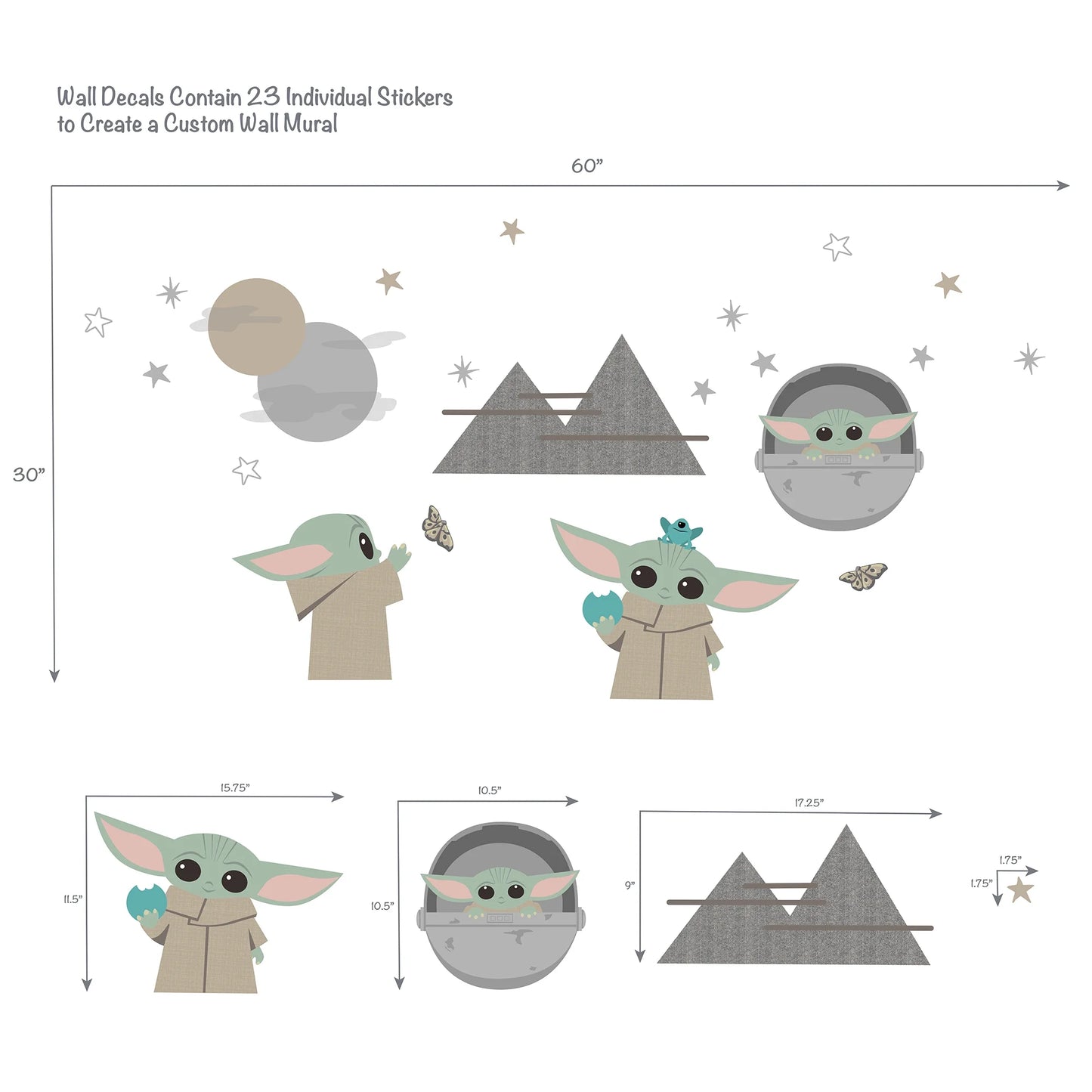 Star Wars the Mandalorian the Child/Baby Yoda Wall Decals