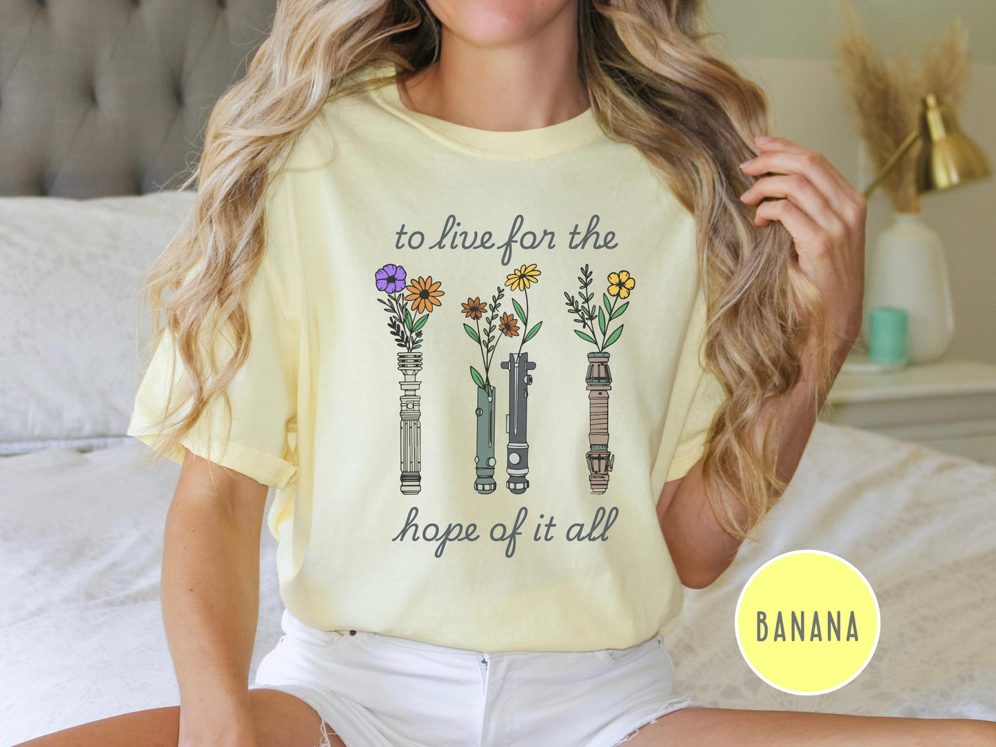 Floral Light Saber Comfort Colors Shirt, August Lyrics Shirt, to Live for the Hope, Flower Star Wars Tee, Galaxy'S Edge, Hollywood Studios