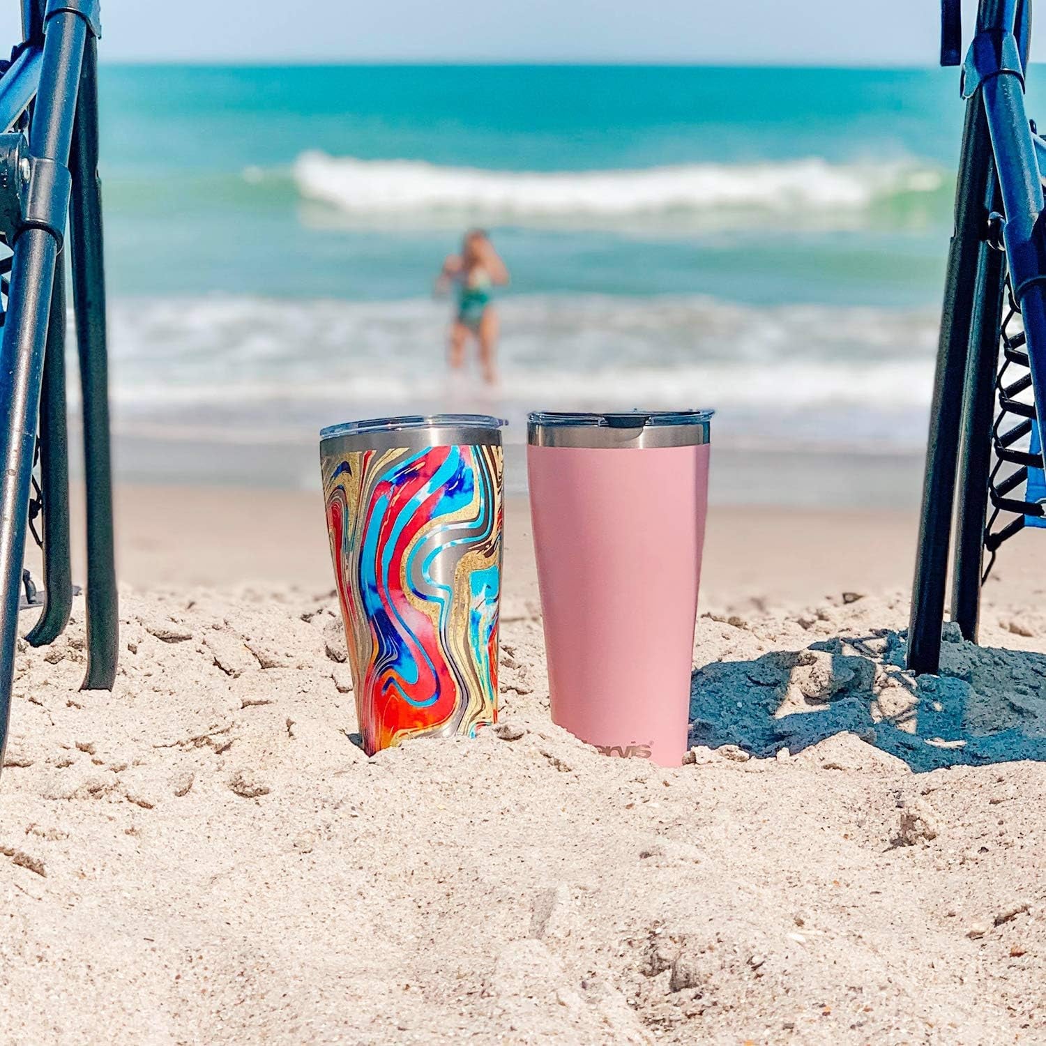 Star Wars the Mandalorian Child Pattern Triple Insulated Insulated Tumbler Travel Cup Keeps Drinks Cold & Hot, 30Oz Legacy, Stainless Steel