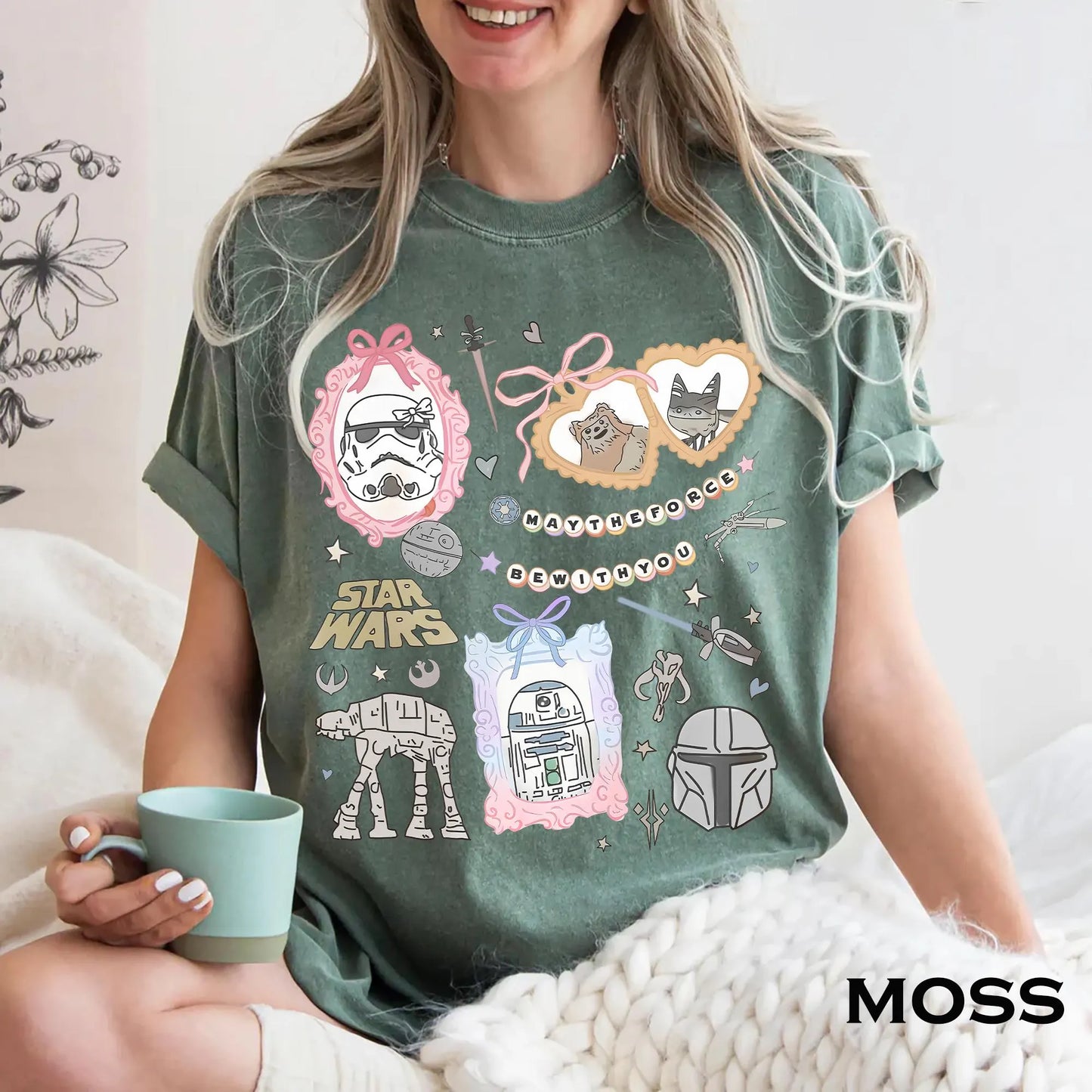 Retro Coquette Disney Star Wars Shirt Bow Aesthetic R2D2 ATAT Ewok Tee Disney Trip Shirt Disneyworld Star Wars Tee Kawaii Galaxy Tee Gift