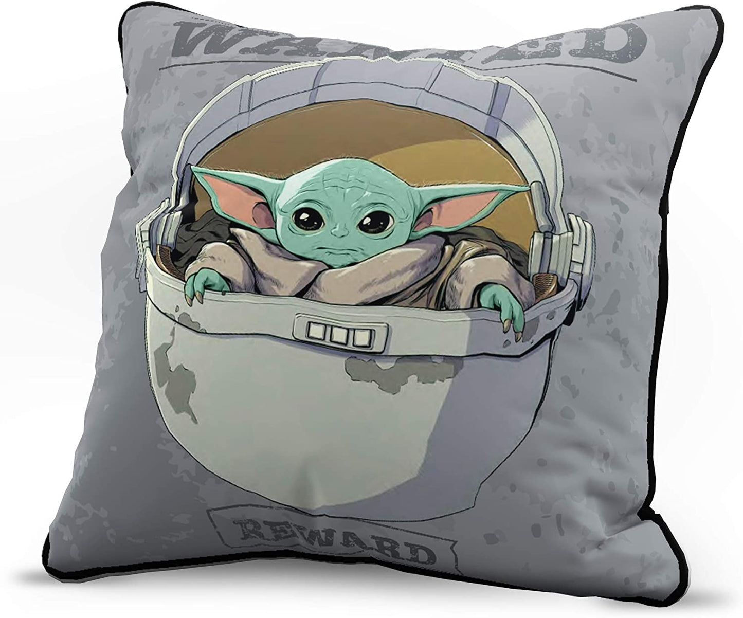 Star Wars the Mandalorian Wanted Reward Decorative Pillow Cover - Throw Pillow Cover Features the Child Baby Yoda Grogu - Kids Super Soft Bedding (Official Star Wars Product)