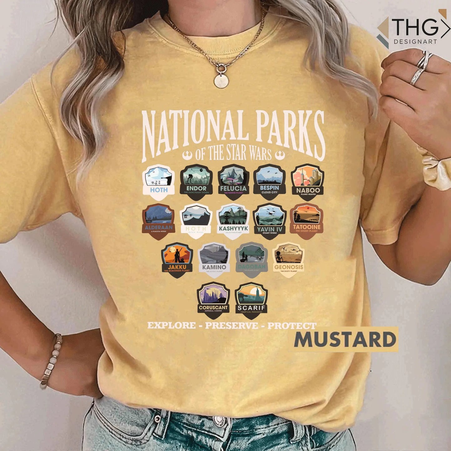 Retro 90S Star Wars Tee, National Parks of the Galaxy Design, Tatooine Mustafar Endor Shirt, May the Force Be with You, Sci-Fi Fan Gift