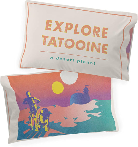 Star Wars Tatooine 1 Single Reversible Pillowcase - Double-Sided Kids Super Soft Bedding (Official Star Wars Product)