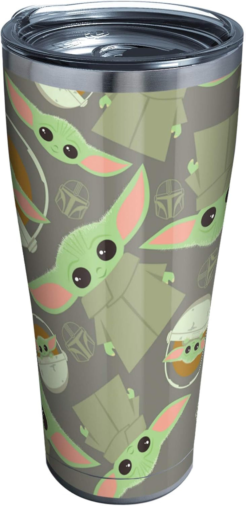 Star Wars the Mandalorian Child Pattern Triple Insulated Insulated Tumbler Travel Cup Keeps Drinks Cold & Hot, 30Oz Legacy, Stainless Steel