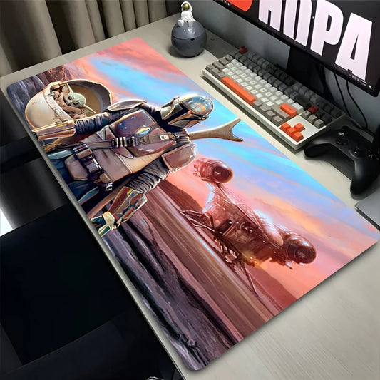 900X400 Gamer Mouse Pad S-Star Wars the Mandalorian Laptop Gamer Mousepad Office Gaming Desk Mat Pc Non-Slip Extended Mouse Mats