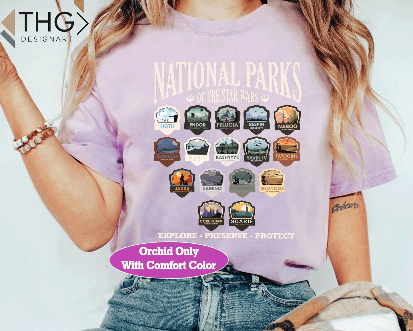 Retro 90S Star Wars Tee, National Parks of the Galaxy Design, Tatooine Mustafar Endor Shirt, May the Force Be with You, Sci-Fi Fan Gift