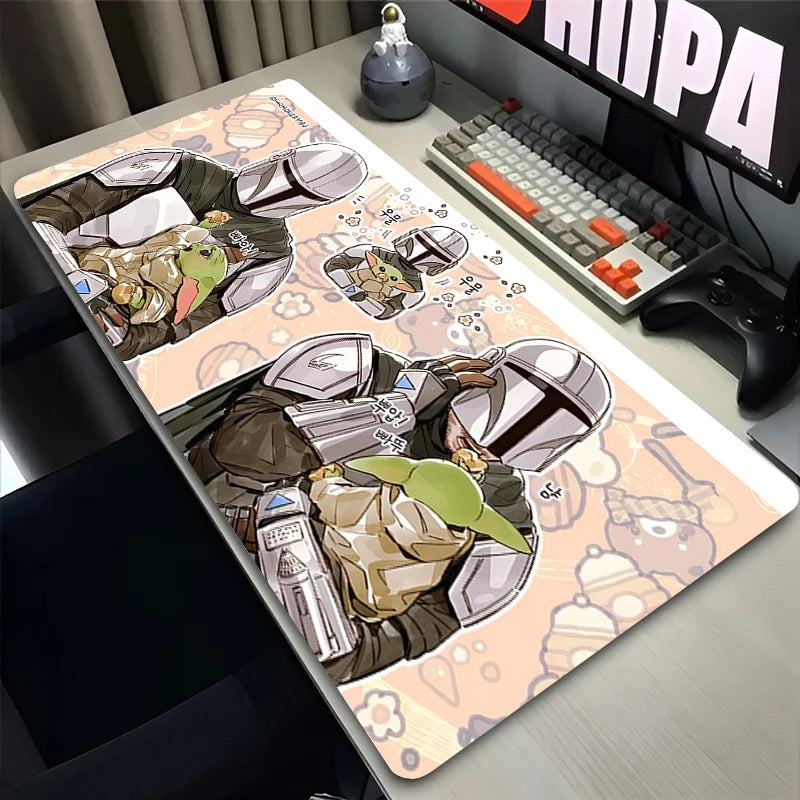 900X400 Gamer Mouse Pad S-Star Wars the Mandalorian Laptop Gamer Mousepad Office Gaming Desk Mat Pc Non-Slip Extended Mouse Mats