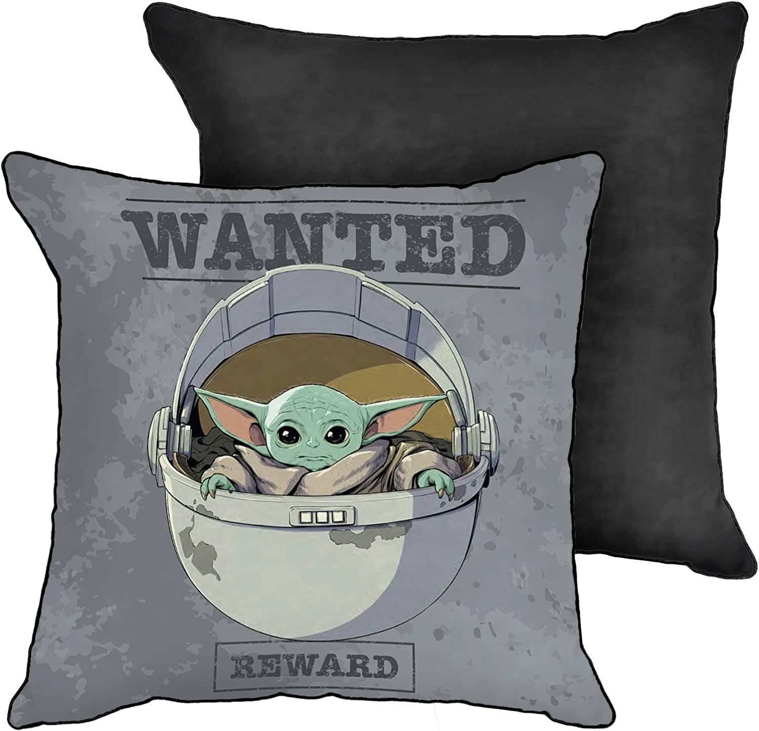 Star Wars the Mandalorian Wanted Reward Decorative Pillow Cover - Throw Pillow Cover Features the Child Baby Yoda Grogu - Kids Super Soft Bedding (Official Star Wars Product)