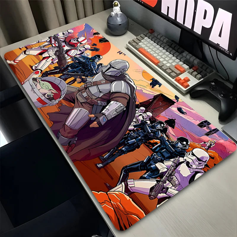 900X400 Gamer Mouse Pad S-Star Wars the Mandalorian Laptop Gamer Mousepad Office Gaming Desk Mat Pc Non-Slip Extended Mouse Mats