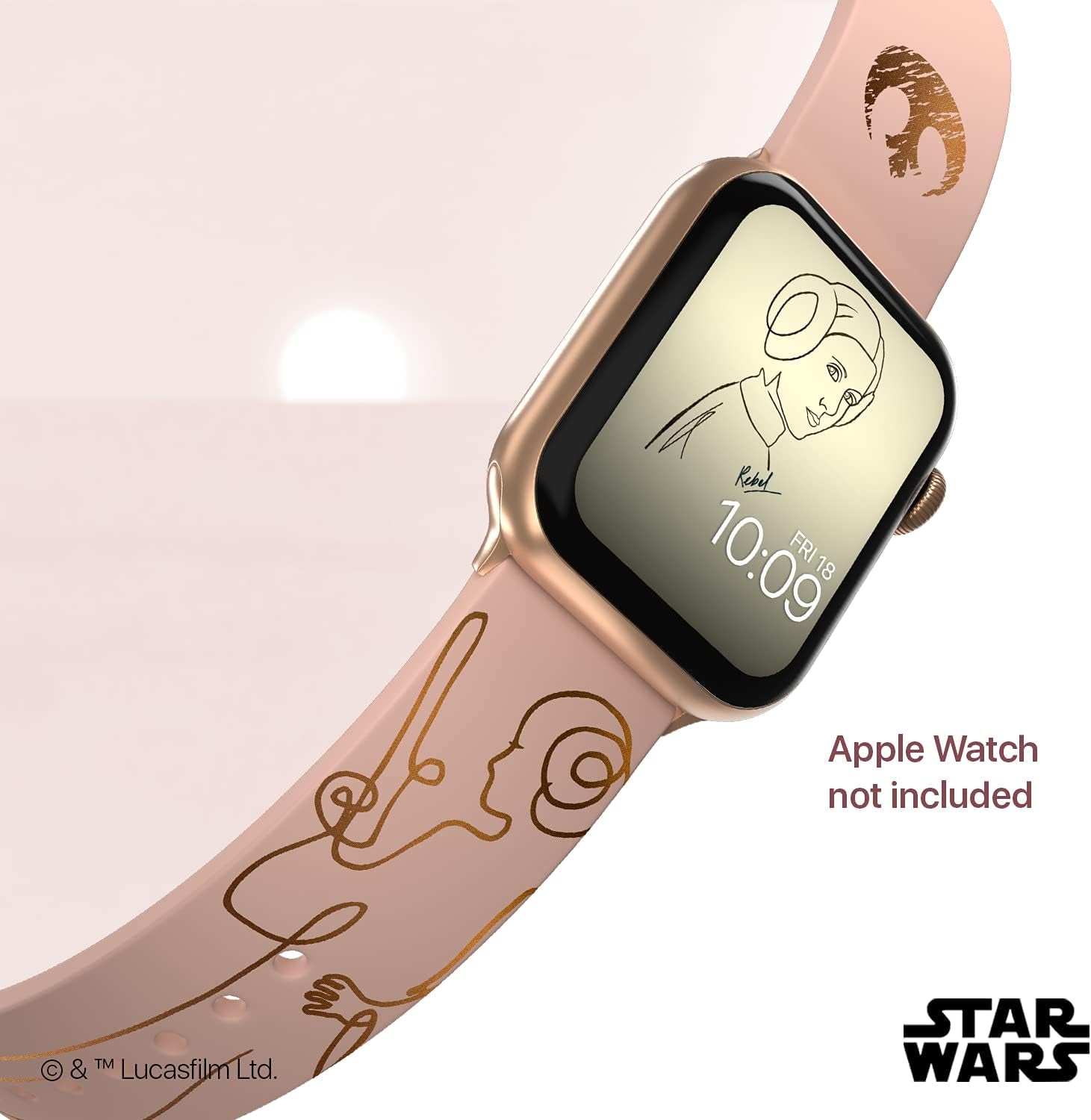 Star Wars - Leia Organa Rose Gold Smartwatch Band - Officially Licensed, Compatible with Every Size & Series of Apple Watch (Watch Not Included)