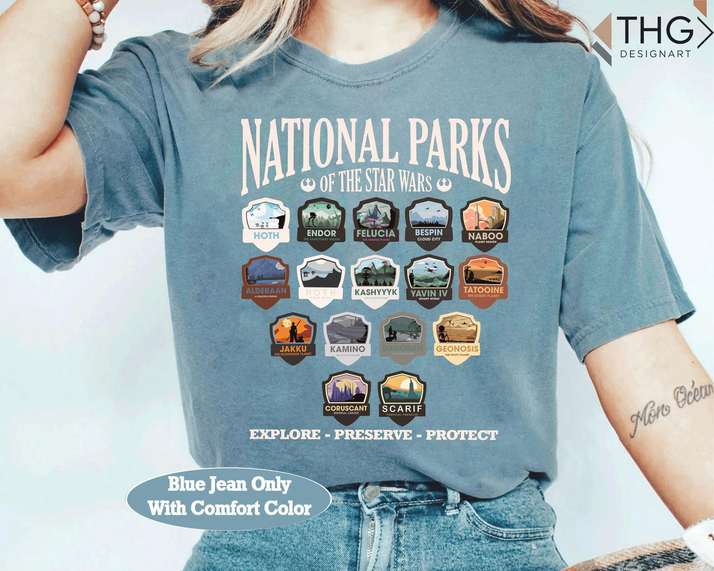 Retro 90S Star Wars Tee, National Parks of the Galaxy Design, Tatooine Mustafar Endor Shirt, May the Force Be with You, Sci-Fi Fan Gift