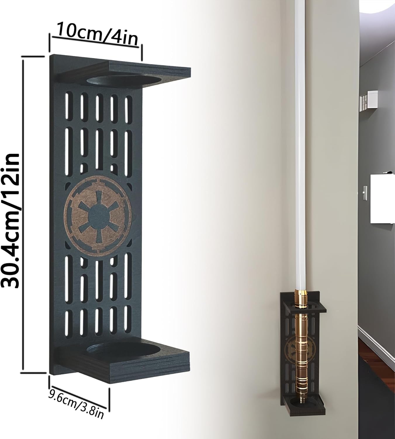 Lightsaber Wall Mount, Lightsaber Stand with Galactic Empire Logo, Lightsaber Wa