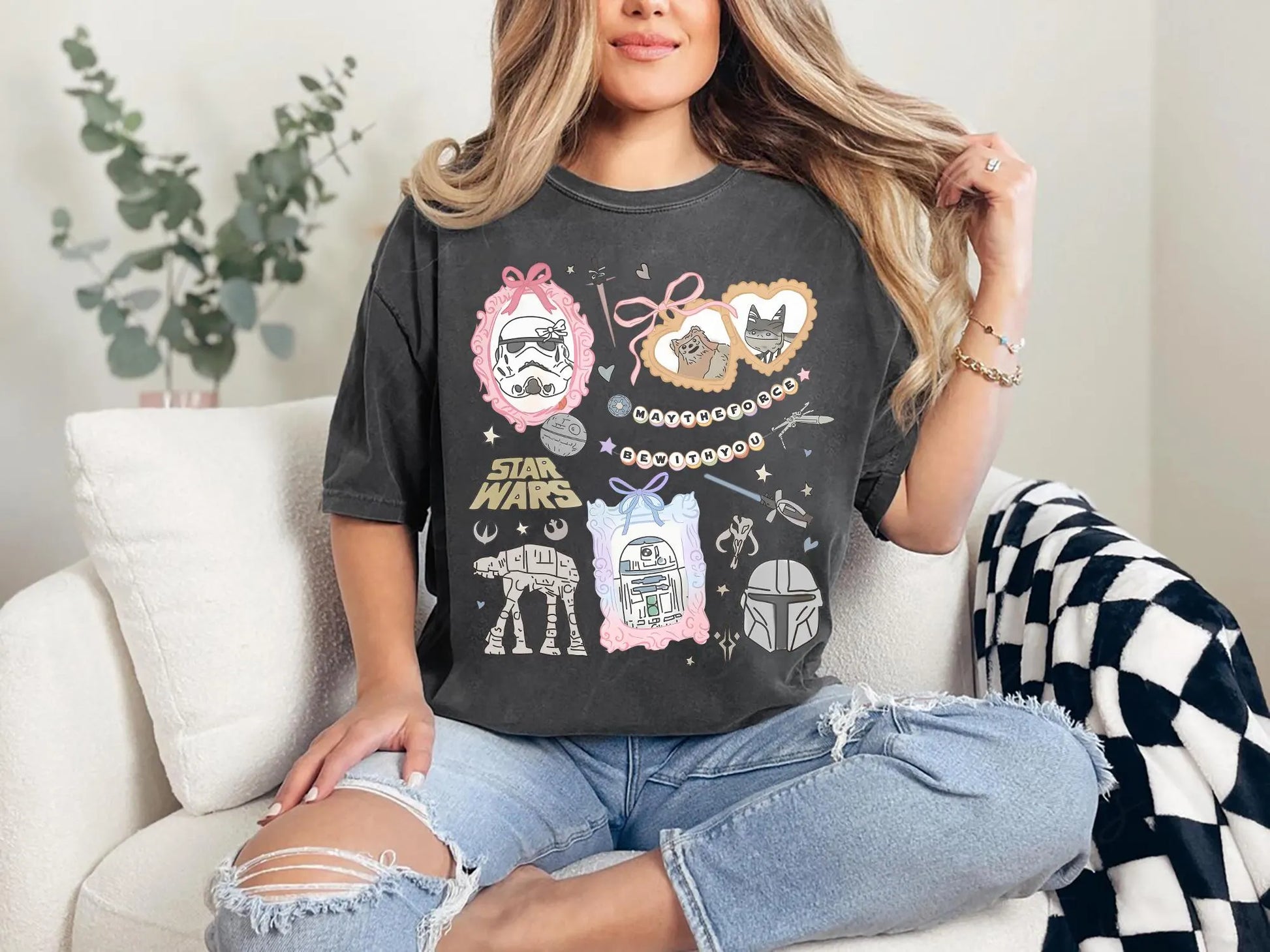Retro Coquette Disney Star Wars Shirt Bow Aesthetic R2D2 ATAT Ewok Tee Disney Trip Shirt Disneyworld Star Wars Tee Kawaii Galaxy Tee Gift