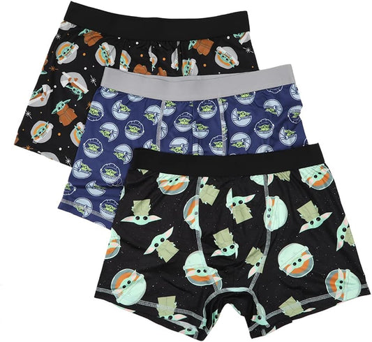 Star Wars Mandalorian the Child Character Mens 3Pk Boxer Briefs Set
