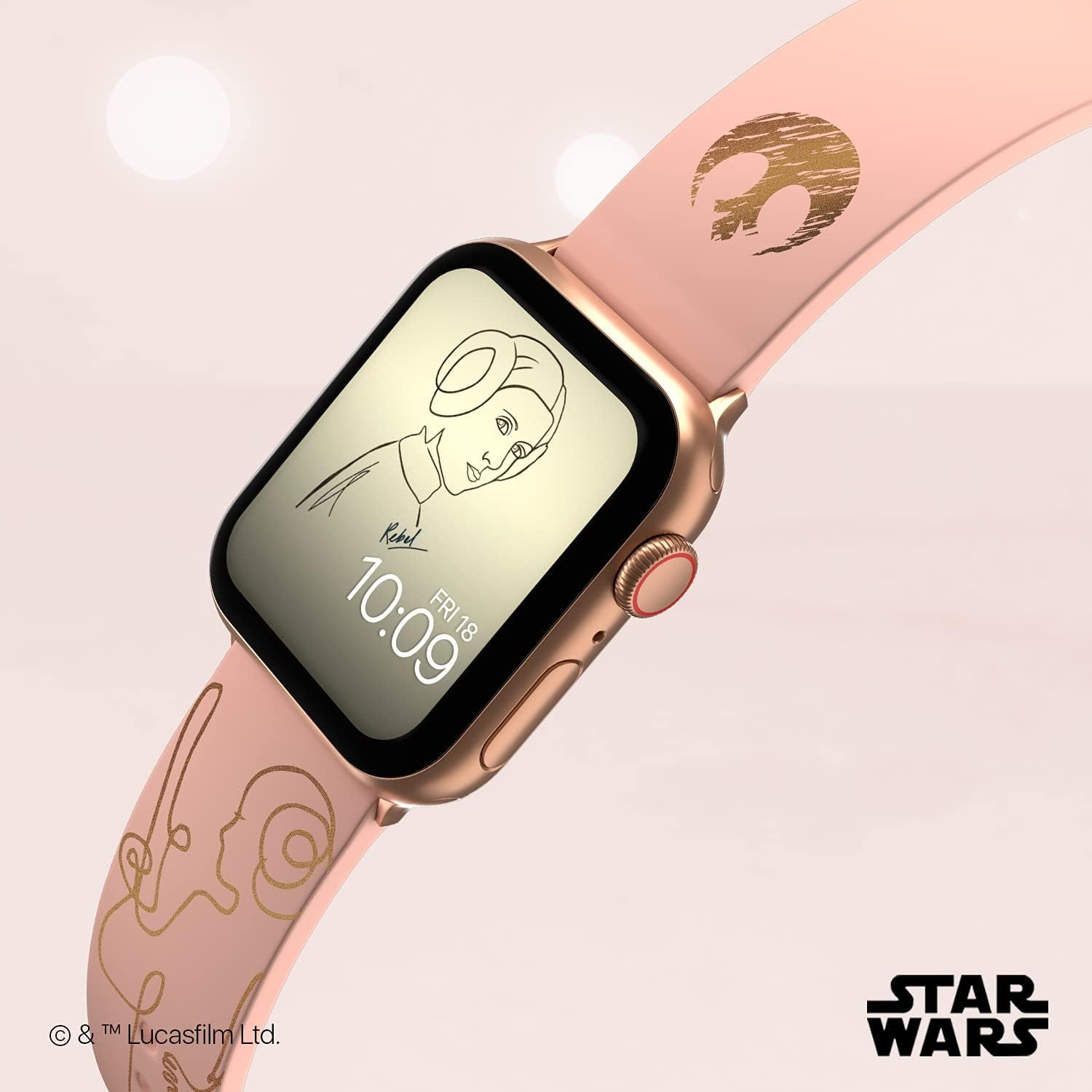 Star Wars - Leia Organa Rose Gold Smartwatch Band - Officially Licensed, Compatible with Every Size & Series of Apple Watch (Watch Not Included)