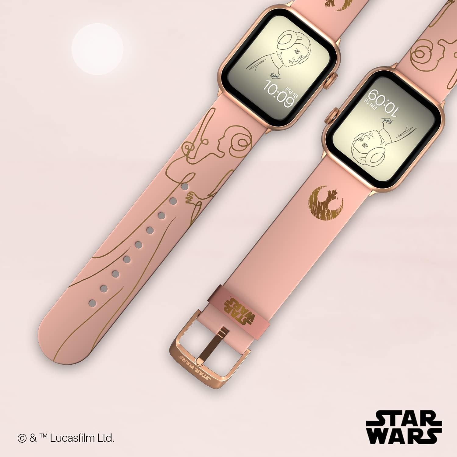 Star Wars - Leia Organa Rose Gold Smartwatch Band - Officially Licensed, Compatible with Every Size & Series of Apple Watch (Watch Not Included)