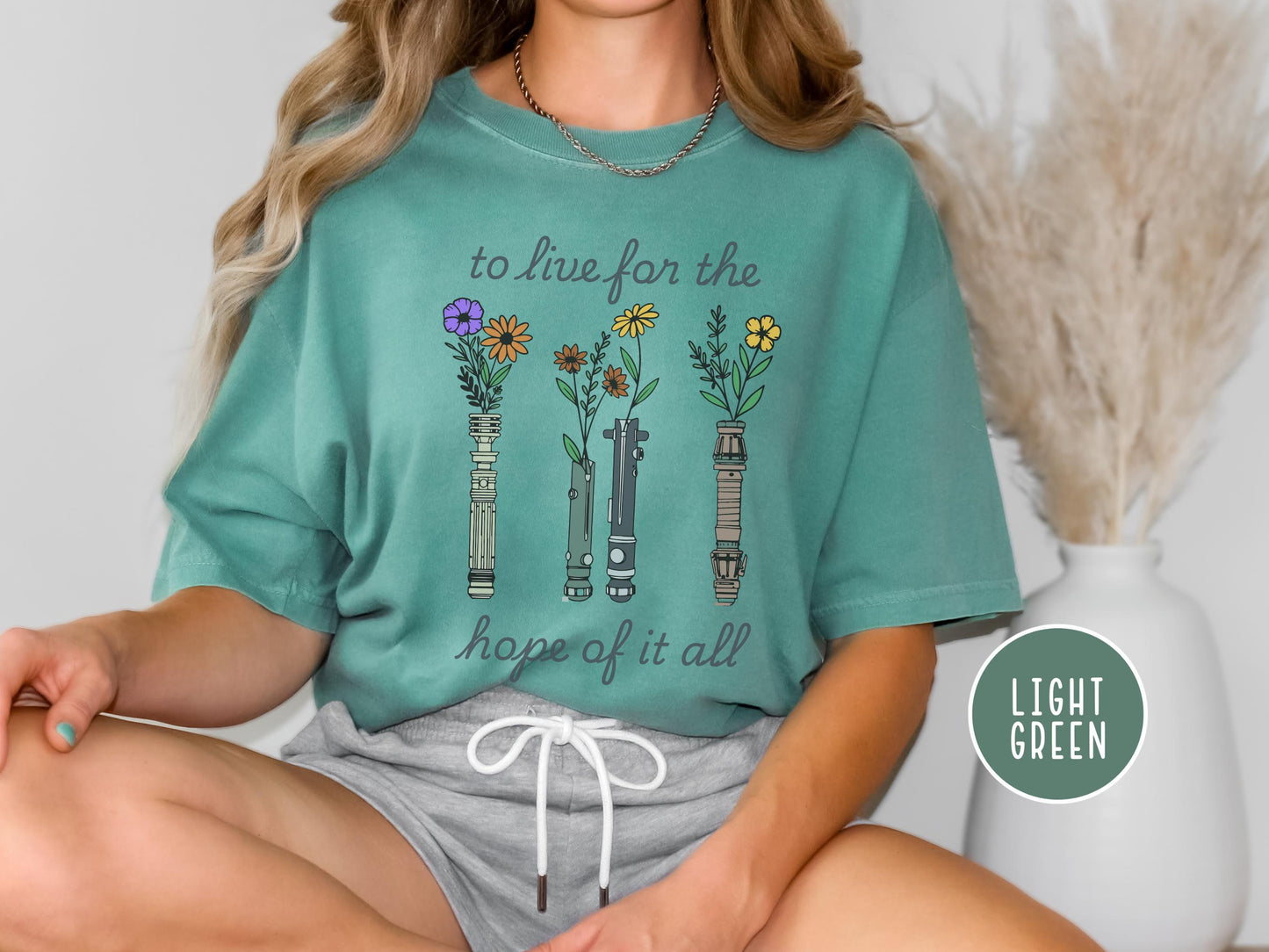 Floral Light Saber Comfort Colors Shirt, August Lyrics Shirt, to Live for the Hope, Flower Star Wars Tee, Galaxy'S Edge, Hollywood Studios