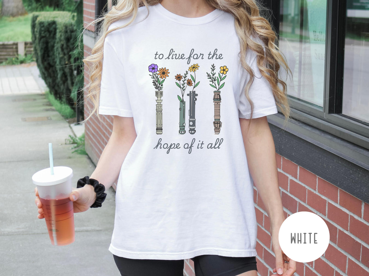 Floral Light Saber Comfort Colors Shirt, August Lyrics Shirt, to Live for the Hope, Flower Star Wars Tee, Galaxy'S Edge, Hollywood Studios