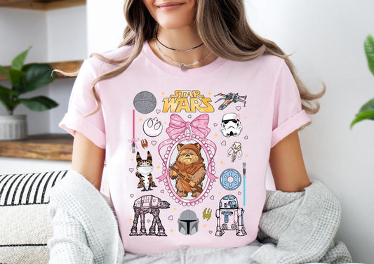 Star Wars Coquette Bow Locket Shirt, Galaxy'S Edge T-Shirt, Star Wars Hoodie, Disney Girls Trip Sweater, Disneyland Star Wars Shirt